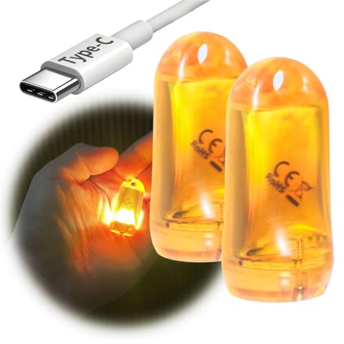 USB Mini LED Lantern, 2 Pack Waterproof EDC Keychain LED Flashlight for Camping, Type-C Rechargeable Battery Small Stick Lamp Puck Dog Collar Torch Light (Orange+Red) - color: Orange+Red