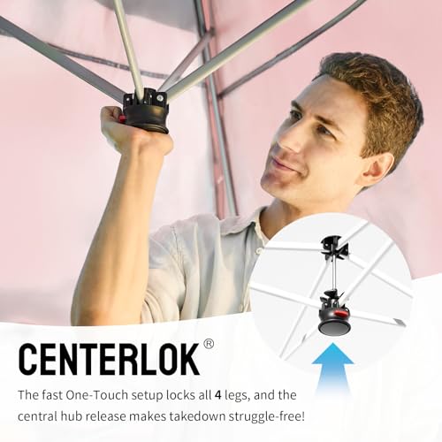 CROWN SHADES Canopy Tent 10x10 Pop Up Canopy Outdoor Shade with Pockets Sidewall, Easy Up Sun Shelter with One Person Set Up Center Lock, Portable Instant Camping Beach Canopy Tents, Red - color: Red