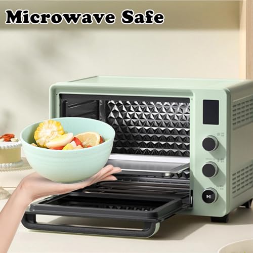 Unbreakable Wheat Straw Cereal Bowls Set of 4, 24 OZ Microwave and Dishwasher Safe Lightweight Soup and Salad Bowl Sets, Reusable Dessert Bowls for Rice, Pasta, Snack, Fruit, BPA Free (Green) - color: Green