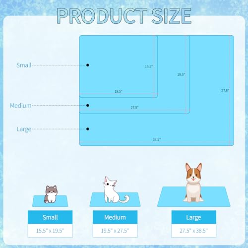 DELIFUR Dog Cooling Mat - Pet Cooling Mat Outdoor for Dogs Self Cooling Pad for Puppy Small Medium Dog Machine Washable (Large, Blue Snowflake) - color: Blue Snowflake, size: L: 38.5" x 27.5"