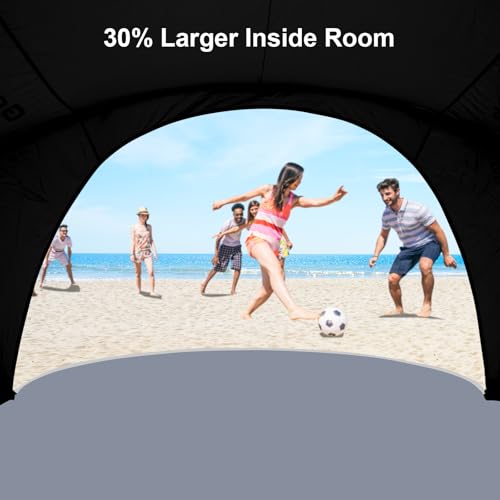 Gorich Beach Tent Sun Shelter with UPF50+ UV Protection for 1-2/3/4-5/6-7 Person, Lightweight & Portable Beach Shade Canopy with 2 Zippered Doors, Easy Setup Family Beach Umbrella - color: Dark Shelter-Skyblue, size: 4 Person