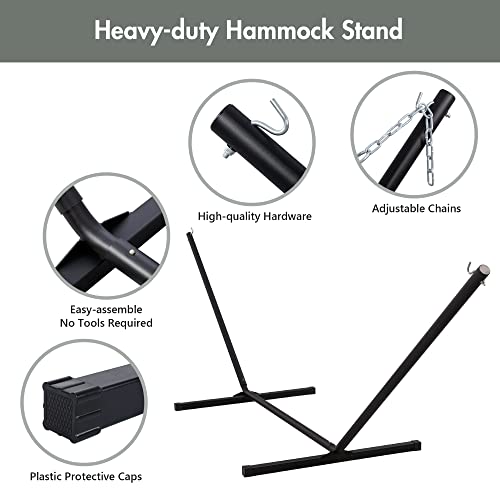 ANOW Outdoor Hammock with Stand 12FT, Heavy Duty Hammock with Steel Stand, Included Detachable Pillow and Pad, 450 LBS Weight Capacity, Gray - color: Grey, size: With Stand