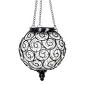 Solar Hanging Lantern Outdoor Garden Lights, Round Glass and Metal Hanging Lantern, 15 Firefly LED Lights, 7 x 20 Inch (Clear) - color: Clear
