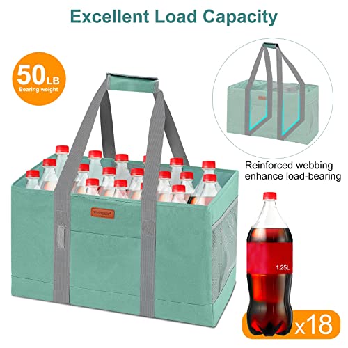 WONDAY Utility Tote, Extra Large Utility Tote Bag, Reusable Grocery Bags Foldable, Large Tote Bag With Handles Shopping Bags for Groceries, Picnic, Beach, Laundry (Green) - color: Green