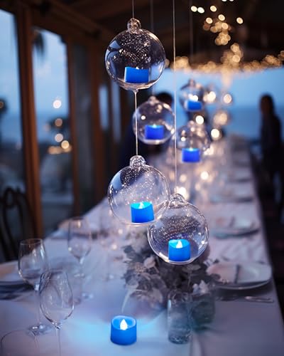 Homemory Blue Tea Lights Candles Battery Operated, 200+Hour Flameless Flickering Fake Electric LED Colored Tealights Candles for Wedding Table Decor, Theme Party, Aniversary, Proposal, 12-Pack - color: Blue, size: Pack of 12
