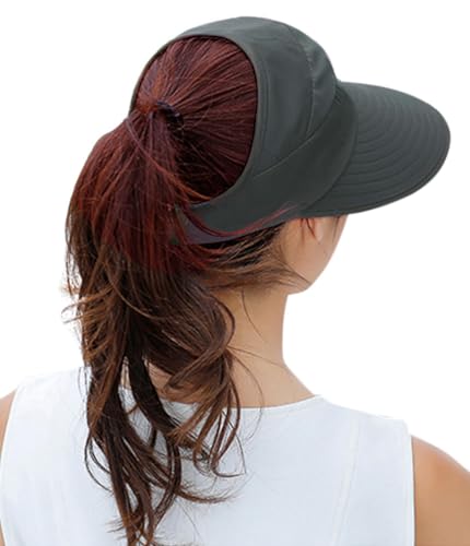 Sun Hats for Women Wide Brim Sun Hat UV Protection Caps Floppy Beach Packable Visor - color: Dark Grey