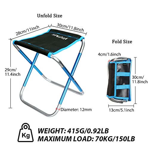 Ultralight Portable Folding Camping Stool for Outdoor Fishing Hiking Backpacking Travelling(XL:13"x14"x15";Large:11.8"x11"x11.4"; Medium:8.3"x9.5"x 11") - color: Blue and Black, size: 11.8"x11"x11.4"