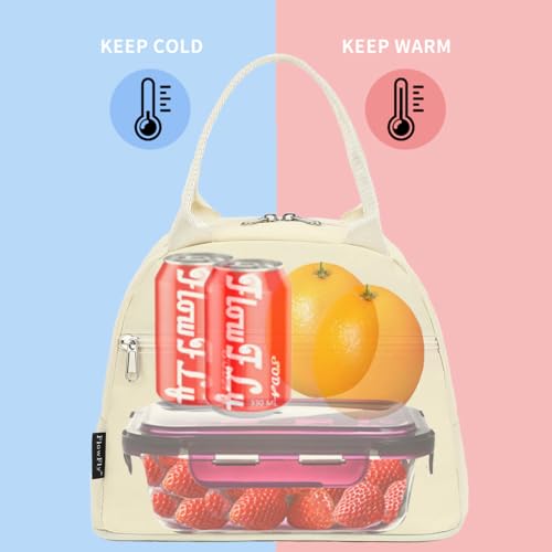 FlowFly Insulated Lunch Cooler Bag - Tote Bag Organizer for Women/Men, Beige - color: Beige
