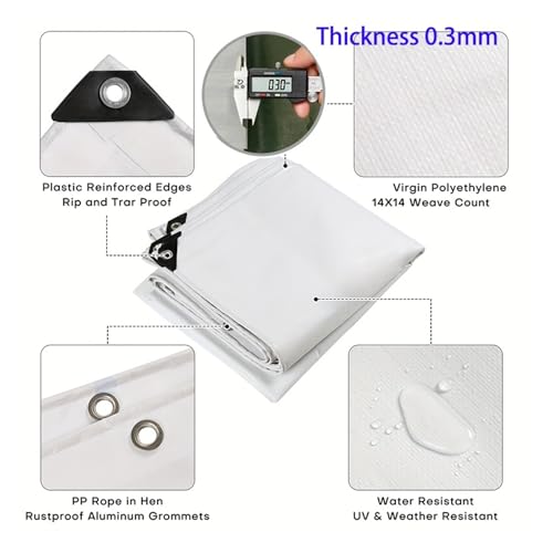 Large Tarp White Outdoor Sun Shade Awning Waterproof Tarpaulin Uv Blocking Tent Camp Rain Cover Canopy(2mx4m)