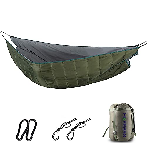 Double Hammock Underquilt, HIKERBRO 4 Season Heavy Duty Under Quilt with Tree Straps, Large Hammock Protector for Winter Camping, Backpacking, Hiking - color: Army Green (98.4"x66.9"- for Double Hammock)
