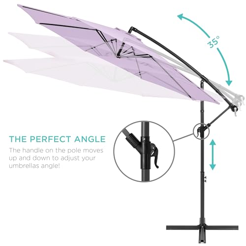 Best Choice Products 10ft Offset Cantilever Hanging Market Patio Umbrella, 8 Sturdy Ribs, Easy Adjustment - Lavender - color: Lavender, size: Offset