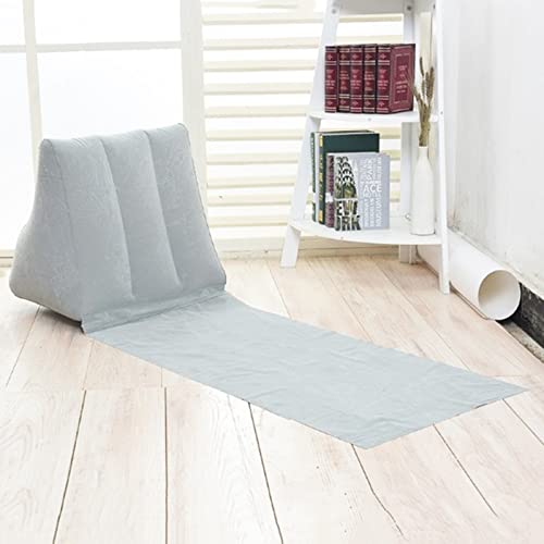2X Inflatable Outdoor Sun Bath Beach Mat Pillows Flocking Beach Chairs with Backrest Inflatable Lounger for Portable Travel Camping - color: Grey