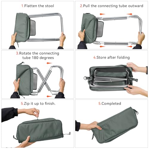 Camping Stool with Shoulder Strap,Ultralight Collapsible Handbag Style Stool,Pocket Portable Chair for Camping Travel Fishing Hiking Beach Backpacking Gardening Picnics-XL(Grey) - color: Grey, size: X-Large