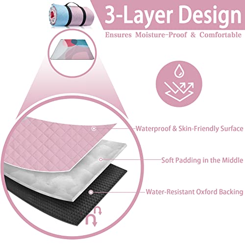 PY SUPER MODE Picnic Blankets Extra Large, Waterproof Foldable Outdoor Beach Blanket Oversized 83x79” Sandproof, 3-Layer Picnic Mat for Camping, Hiking, Travel, Park, Concerts(Abstract Pink) - color: Abstract Pink