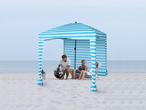 Nice C Beach Cabana Tent - Portable 6'x 6' with Detachable Wall, UPF 50+ UV Protection, Ultimate Sun Umbrella, Sun Shelter (Blue Stripe)