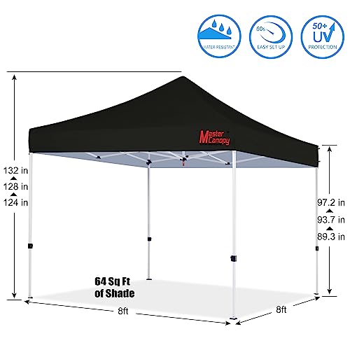 MASTERCANOPY Pop Up Canopy Tent Commercial Grade Instant Shelter (8x8, Black) - color: Black, size: 8x8