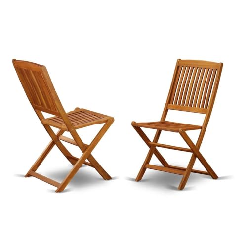 Wood-Tone Oil 3-Piece Outdoor Dining Set with Wooden Folding Table and 2 Camping Side Chairs, Wood-Tone Oil Finish, Durable and Portable