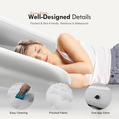 DIMAR GARDEN Inflatable Couch Flocked Blow Up Couch Mattress,Outdoor Air Sofa Bed for Camping,Full Size - size: Flocked Full