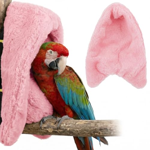 Bird Bed for Cage Cozy Bird Blanket Bird Corner Fleece Bird Bed Warmer Hanging Hammock Toy Cage Hanging Hammock Toy for Greys Parakeet Cockatiel Conure(Pink/M) - color: pink
