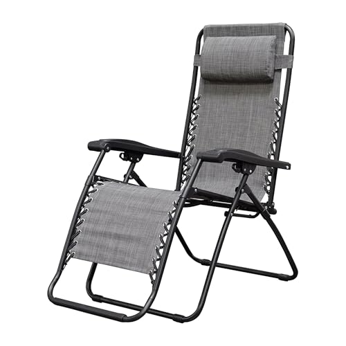 Caravan Sports Zero Gravity Outdoor Portable Folding Camping Lawn Deck Patio Pool Recliner Lounge Chair for Adults, Adjustable Headrest, Gray - color: Grey