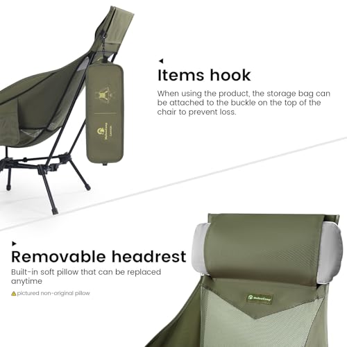 MellowCamp High Back Camping Chair, Oversized Comfort Design Collapsible Camp Chair with Pillow (Green) - color: High Back Green