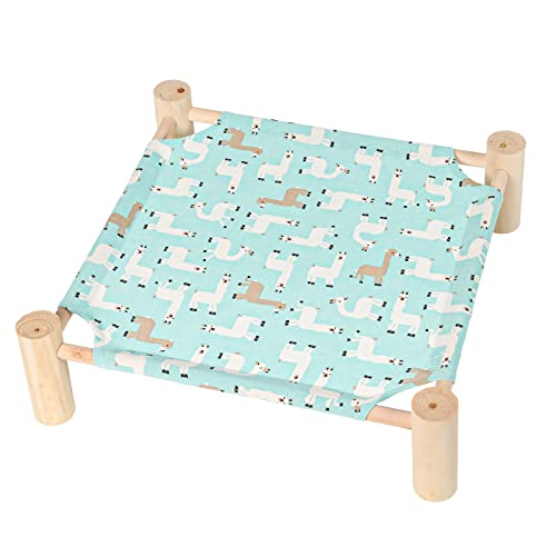 Patas Lague Cat and Dog Hammock Bed for Small Dogs, Brethable Wooden Cat Pet Rabbit Elevated Cooling Outdoor Bed Cots Furniture for Summer Alpaca - color: Alpaca
