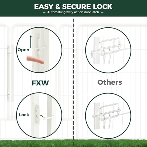 FXW Rollick Unleashed Dog Playpen for Indoor, Yard, RV Camping, 40 inch 16 Panels for Medium and Large Dogs, White│Patented - color: White, size: 40"H