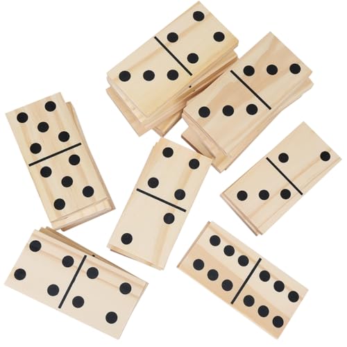 GOTHINK Giant Wooden Dominos Set for Adults and Kids,28pcs Jumbo Natural Wood Black-Dot Dominoes Tiles for Birthday/Holiday Family Party Games,Outdoor Camping Lawn and Backyard Activities 2-4 Players