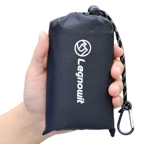Outdoor Pocket Blanket, 55"x60" Waterproof Foldable Compact Small Pincic Blanket, Ultralight Tarp for Camping, Festival, Beach, Hiking, Backpacking, Travel and More, Stakes Included - color: Black, size: 55"*60"