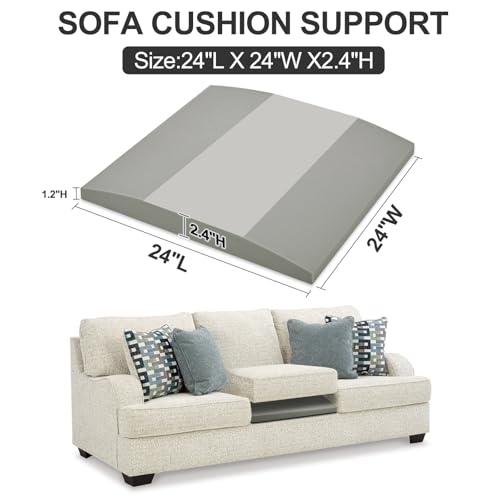 Couch Cushion Support High Density Foam 24X24X2.4 Inches Sofa Couch Supports for Sagging Cushions Light Grey 1Pc with Anti Slip Mesh Fabric - size: Deeper| 24x24 1P