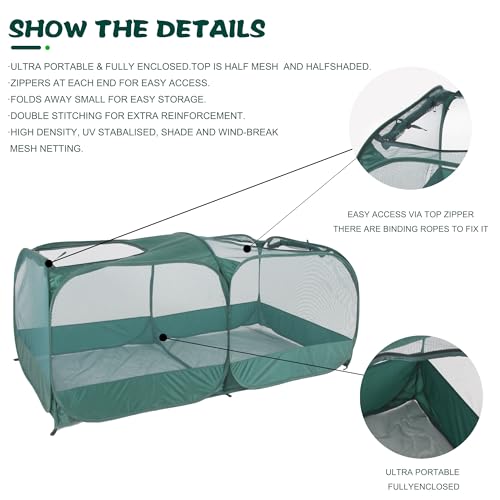 Foldable Portable Pet Playpen, Pop-Up Breathable Mesh Small Animal Cage with Transparent Walls & Bottom, Outdoor Indoor Small Animal Enclosures Tent for Lizards,Cats,Chickens,Rabbits (2M)