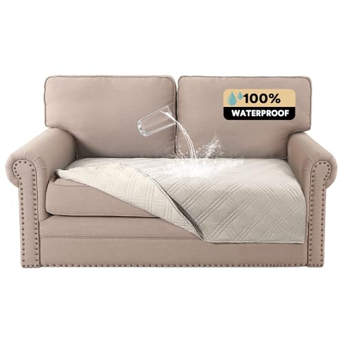PrinceDeco Waterproof Couch Covers for Pets Couch Cover for Dogs Washable Seat Covers Pads for Sofa Thick Dog Bed Cover Non-Slip Sofa Slipcover Furniture Protector,French Oak,47x48 Inch - color: French Oak, size: Seat-Loveseat