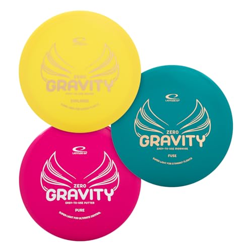 Latitude 64 Gravity Disc Golf Starter Set | 3 Piece Disc Golf Set | Pure, Fuse, Explorer | Lightweight, Floating Plastic for Longer Flights | Perfect for Beginners | 120-130g (Colors May Vary) - size: 3 Disc
