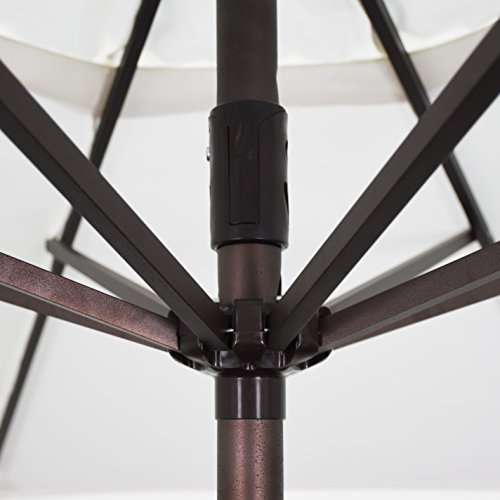 California Umbrella 12-Year Protection 9-Ft Outdoor Patio Umbrella, Sunbrella Fade-Resistant Acrylic Fabric, Auto Tilt and Crank, Heavy-Duty Aluminum Frame/Reinforced Ribs, Bronze Pole, Henna - color: Henna