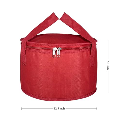 Yalin 2 Pack 12.5X7.8 Inch Round Lunch Bags, Insulated Thermal Pastry and Pie Carrier, Reusable Cake Cooler and Casserole Carrier Bags for Potluck, Picnics Food Delivery (Red Color) - color: Red Color
