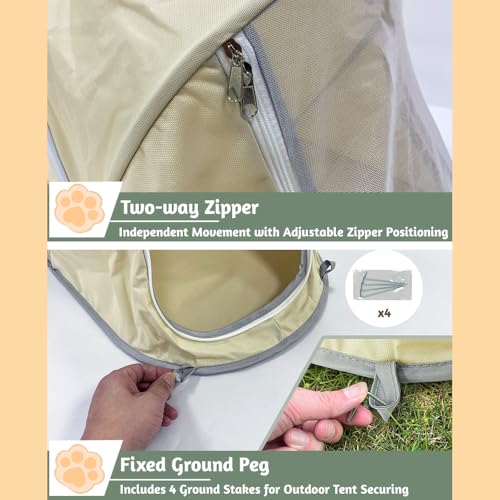 Mini Pop Up Pet Tent for Small Cats & Dogs Only, Instant No Assembly Sun Shade Pet Shelter for Beach, Camping & Outdoor, Foldable Portable Pet Bed Tent, 27'' x 14'' x 12''