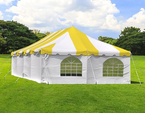 Party Tents Direct 20'x 40' Weekender Canopy Pole Tent with Sidewalls - Easy Up Canopy Tent with 160 Person Capacity - Outdoor Canopies for Parties, Weddings, and Events (Yellow/White) - color: Yellow, size: 20' x 40'