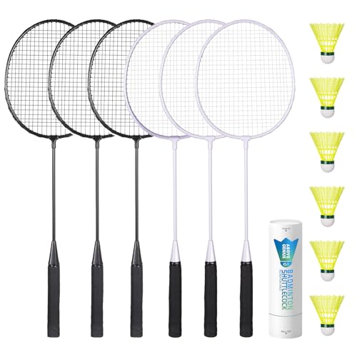 AboveGenius Badminton Rackets Set, Lightweight & Durable Badminton Set (Includes 6/12 Racquets, 6/12 Birdies), Outdoor Backyard & School Games for Adults, Teens, Families and Beginners - style: 2 Color 6 Rackets 6 Birdies