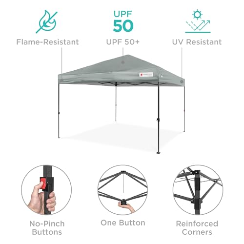 Best Choice Products 10x10ft Pop Up Canopy Tent, Outdoor Shade, 1 Person 1 Minute Set Up, Carry Case, 4 Weight Bags - Silver - color: Silver, size: 10x10ft