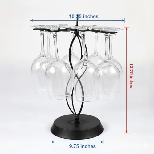 HomeRoots Elegant 8-Wine Glass Holder | Countertop Freestanding Rack for Wine Glasses - Stylish Metal Tabletop Display with 8 Hooks | Ideal Stemware Rack for Bar, Kitchen, Dining Room, and Table Decor
