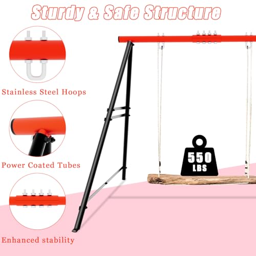 Swing Stand Frame, Heavy Duty 550lbs Capacity Hammock Stand for Backyard, Patio, Garden(Swing NOT Included) - color: Red