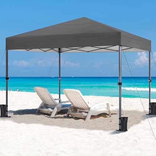 Yaheetech 10x10 Pop Up Canopy Easy Set-up Tent, Portable Outdoor Canopy Instant Tent, Commercial Gazebo with Wheeled Carry Bag & 4 Sandbags for Home, Party & Outdoor Activities, Dark Gray - color: Dark Gray, size: 10x10