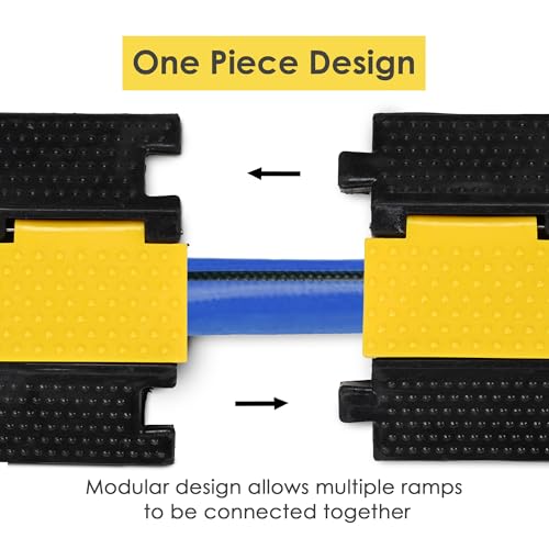 Yescom Cable Ramp Protector 1 Channel Garden Hose Protecitive 22000 Lbs Load Capacity Heavy Duty Speed Bump for Road Driveway Walkway, 2 Packs - size: 2.4"H - 1 Channel - 2 Pack