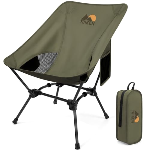 Ultralight Camping Chair Backpacking Chair, Portable Camp Chair with Cup Holder & Storage Bag, Lightweight Compact Folding Chair for Hiking, Travel, Picnic Mountaineering-Gark Green - color: Gark Green