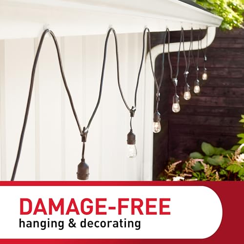 Command Outdoor Light Clips, 20 Clear Clips and 24 Command Strips, Damage-Free Hanging Outdoor Light Clips with Weather Resistant Strips, Wall Clip for Hanging Outdoor Lights and Cable Management - size: 20 Clips