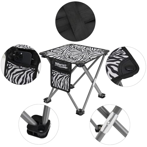 Roptat Portable Folding Compact Lightweight Camping Stool Seat for Camping Fishing Hiking Gardening Outdoor Walking Backpacking Travelling and Beach with Carry Bag (Zebra) - color: Zebra