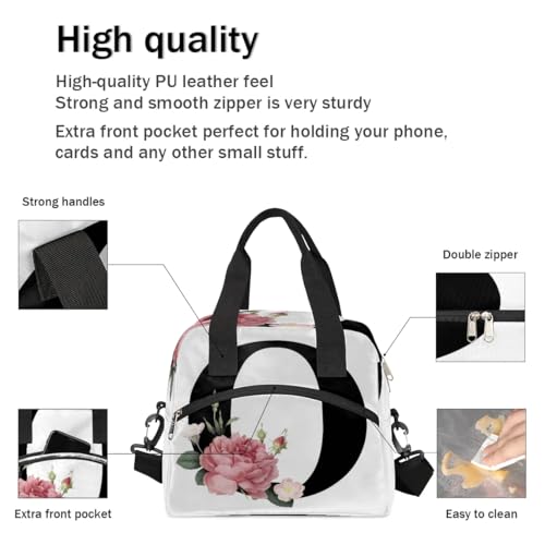 Letter O Insulated Lunch Bag for Women Men Reusable Waterproof Lunch Box Cooler Tote Bag One shoulder portable meal bag Portable Adult Lunchbox for Work Picnic Hiking Beach - color: Letter O