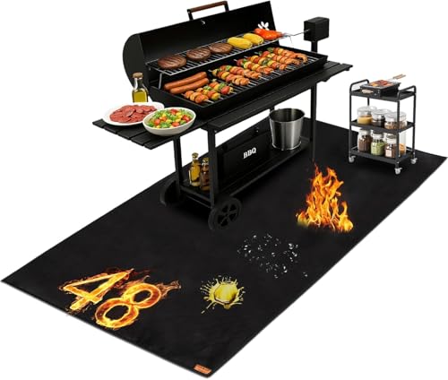 Under Grill Mats for Outdoor Grill – 5 Layer Fireproof Waterproof Oil-Proof, BBQ Mat for Deck, Patio, Fireplace (3 Layer/48x30) - size: 3 Layer/48x30