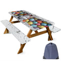 ANNA QUEEN Easter Bunny 6FT Picnic Table Cover with Bench Covers Set of 3 with Drawstring Bag, Bunny & Easter Eggs 72"x30" Waterproof Picnic Tablecloth & Bench Covers for Outdoor Party - color: #60