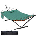 TegerDeger 12FT 2 Person Hammock with Stand Included 55 x 79IN Large Hammock 450LB Capacity with Hardwood Spreader Bar & Nylon Rope for Outside, Patio, Garden, Backyard, Beach - Deep Lake Blue 2 - color: Lake Blue
